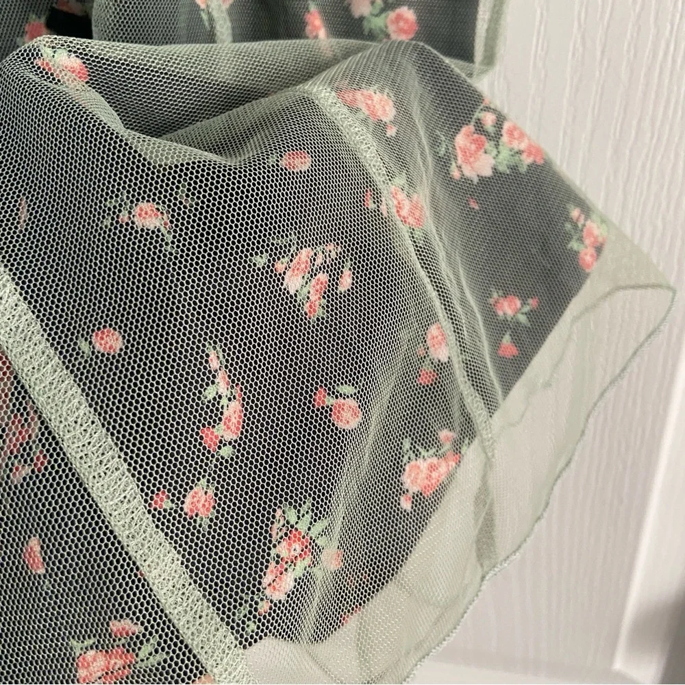 CIDER MESH FLORAL BOW LACE TRIM MIDI DRESS - Picture 6 of 16